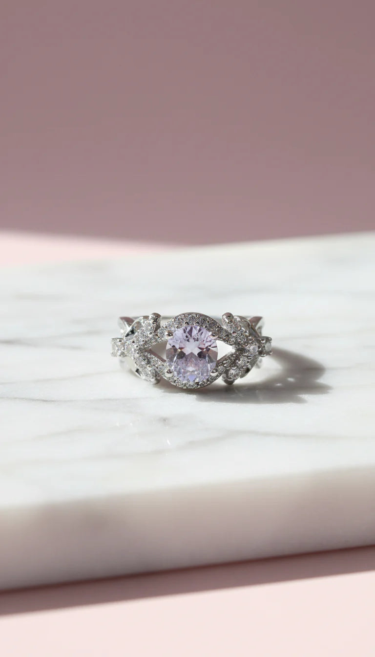 Crystal Ring Silver Box set of 12