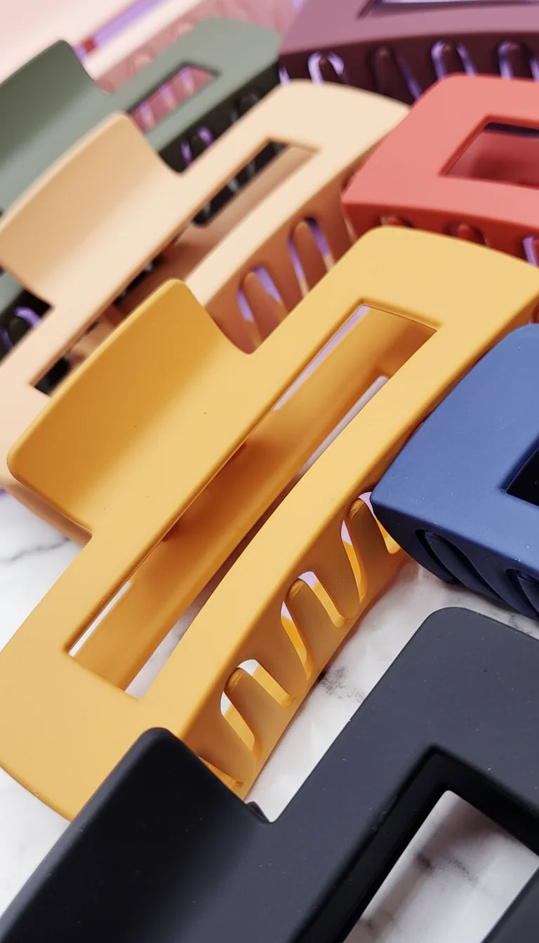 Block Colour Rectangular Hair Clamps Pack of 12