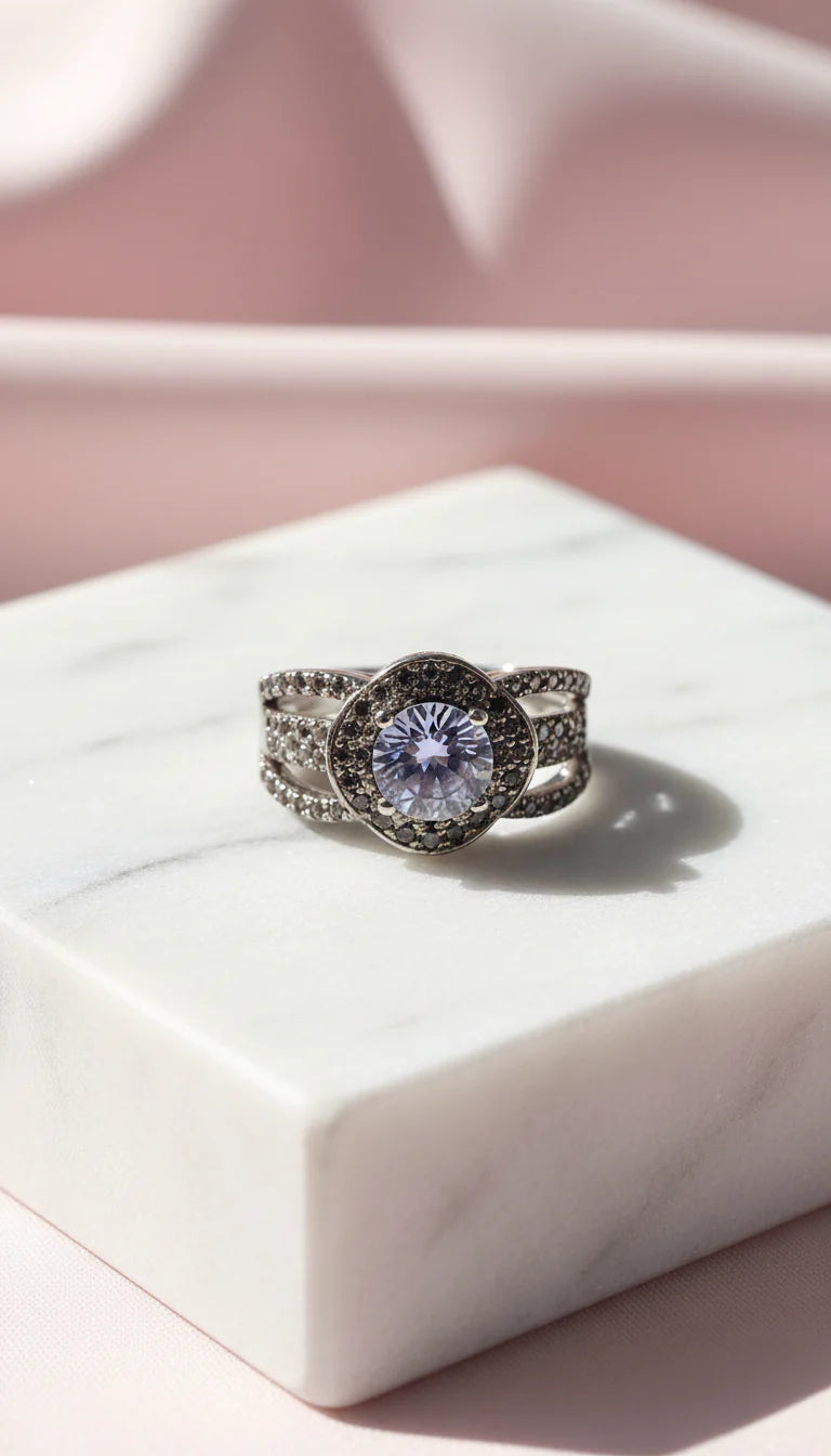 Cut Out Crystal Silver Ring Box set of 12