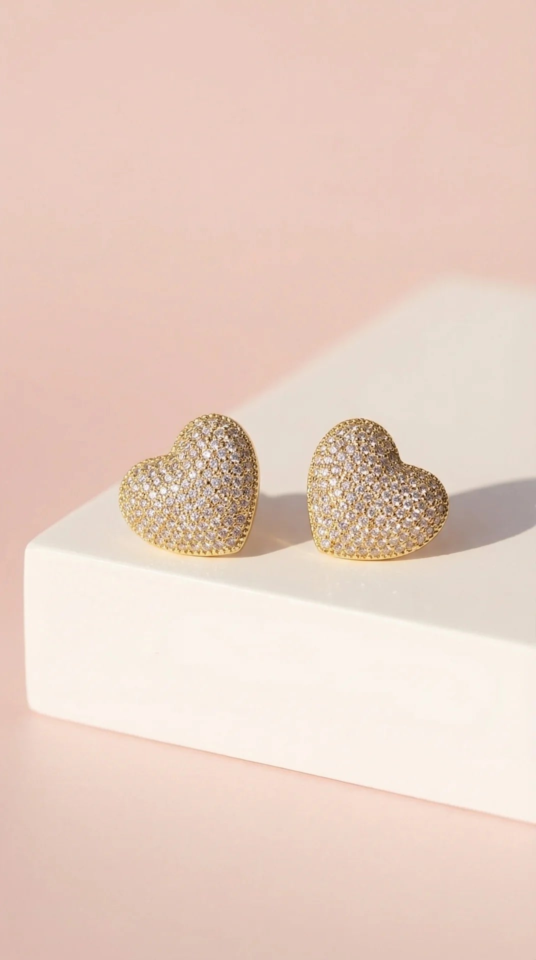 Heart Crystal Pavé Stud Earrings