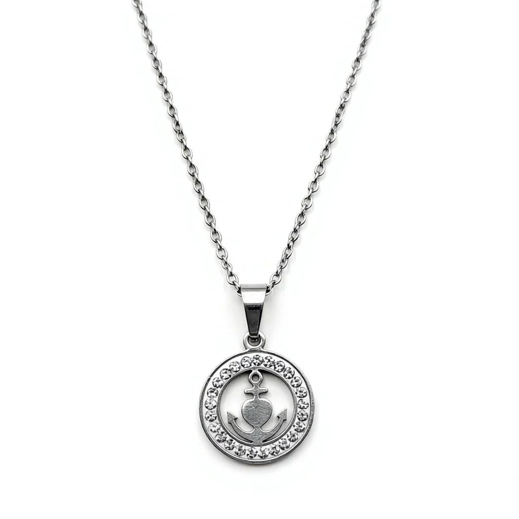 Pavé Crystal St Christopher Anchor Pendant Necklace