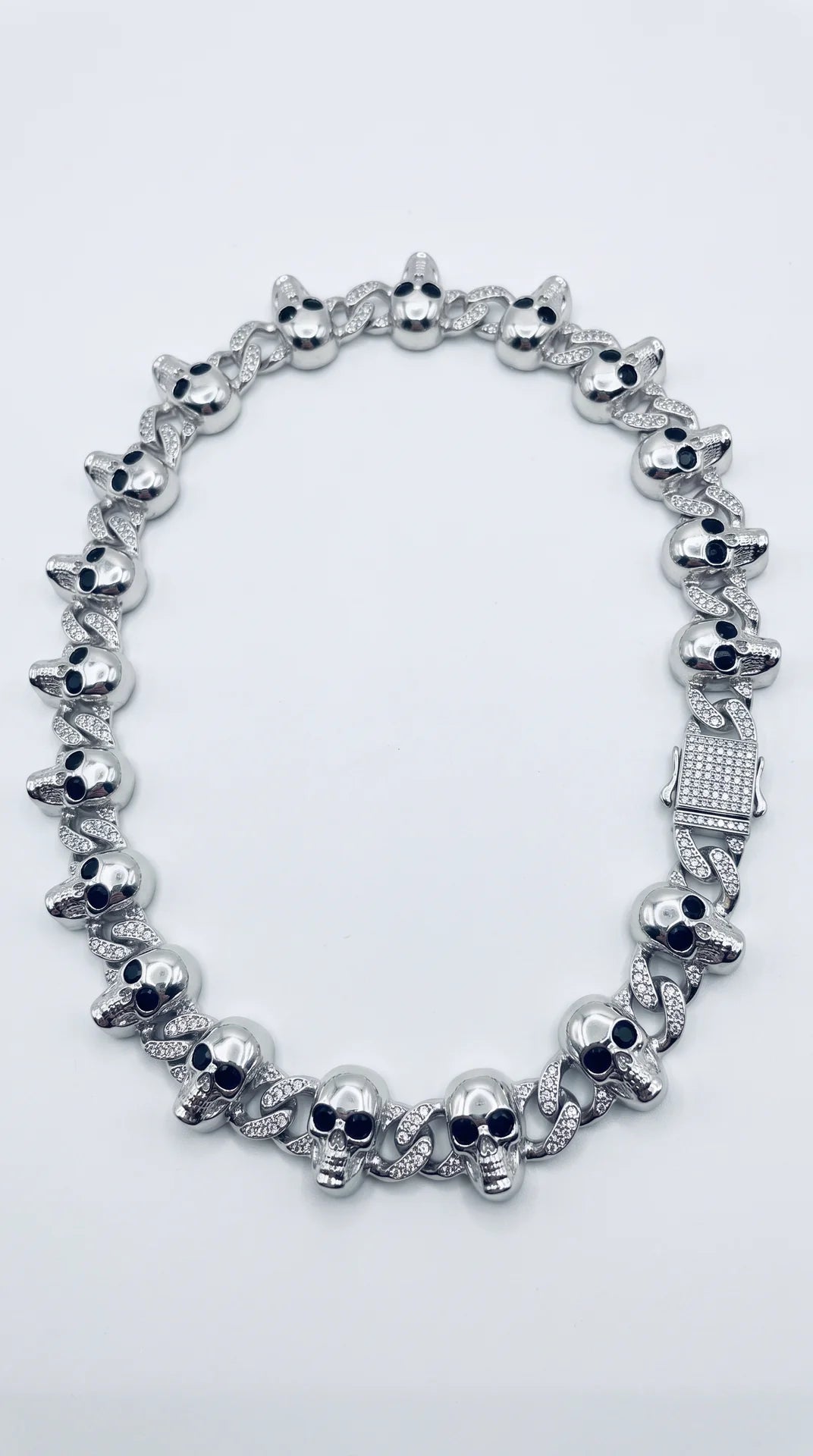 Skull Link Crystal Clasp Necklace