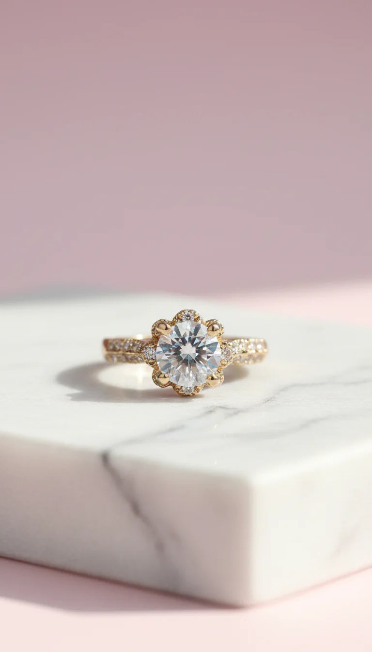 Claw Set Crystal Ring Gold Box set of 12