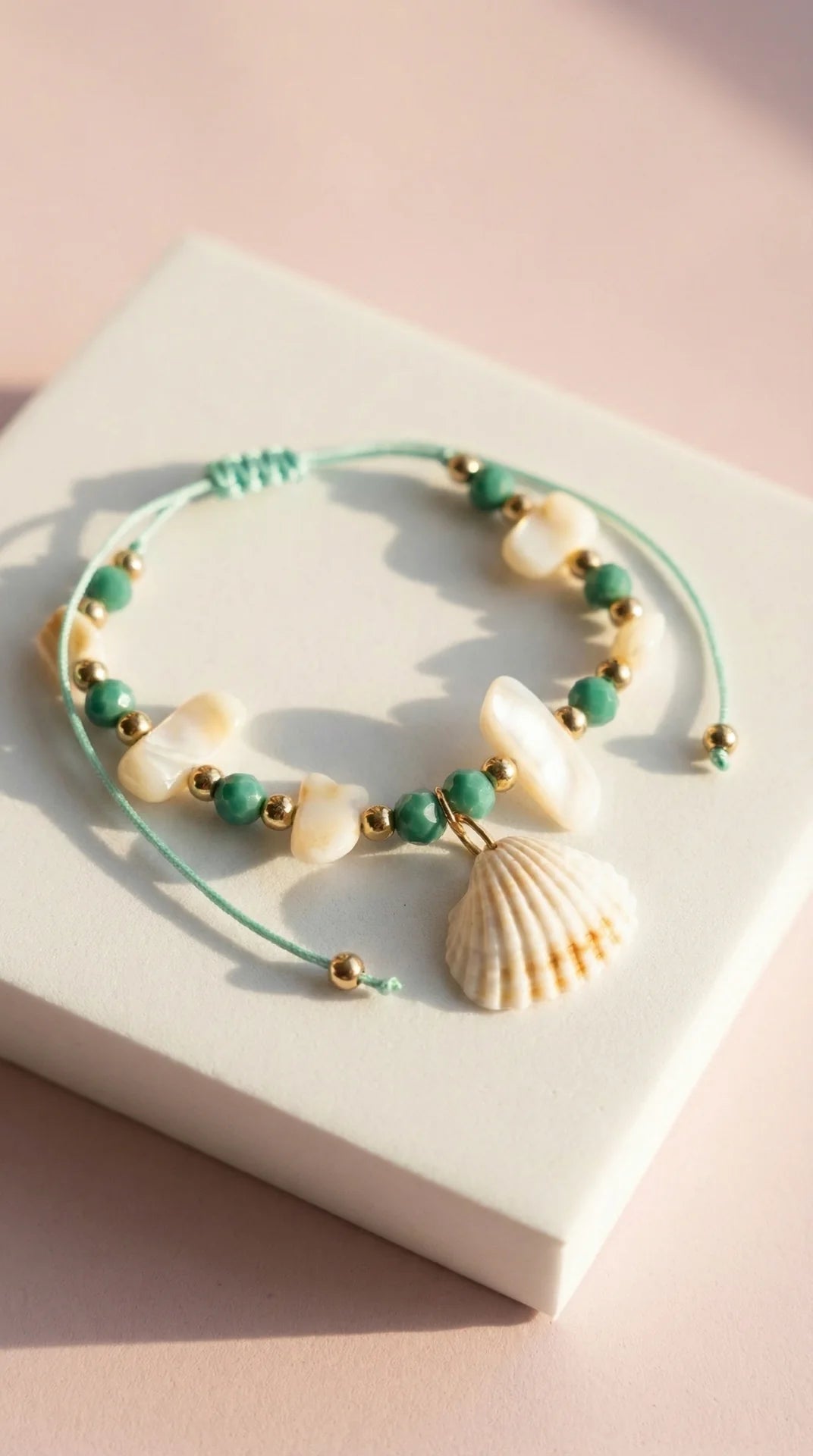 Beach Shell Beaded Pull Tie Anklet