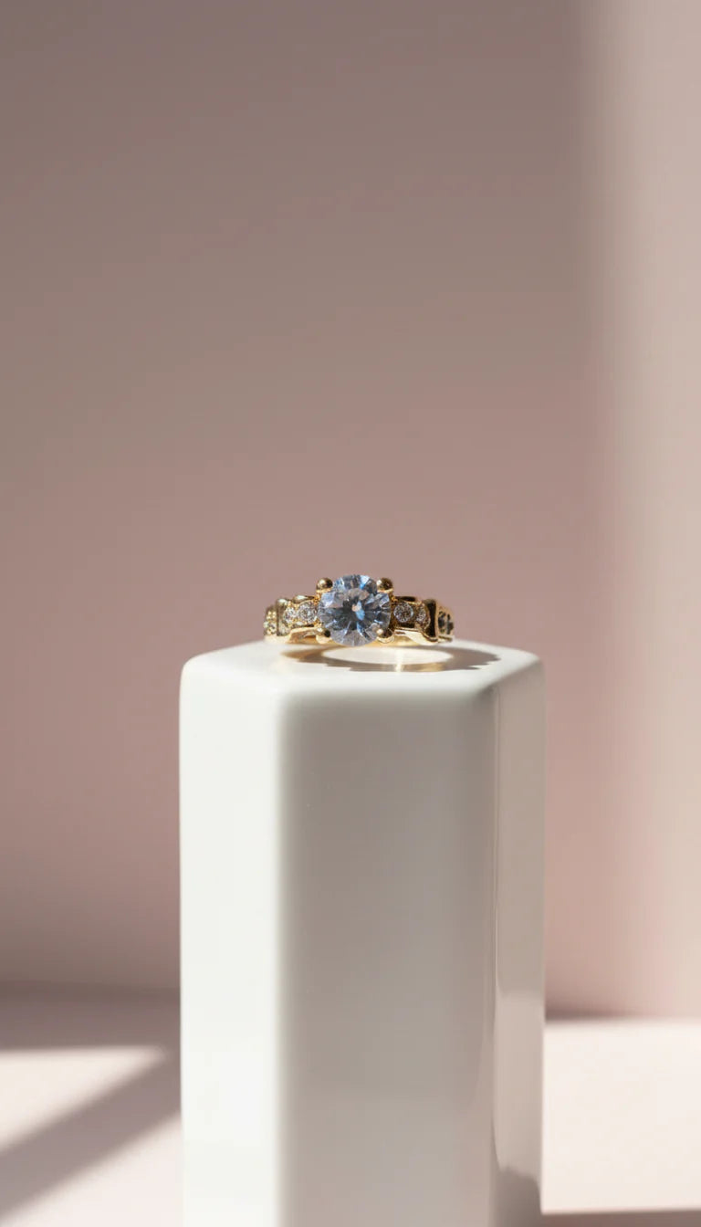 Solitaire Crystal Ring Gold Box set of 12