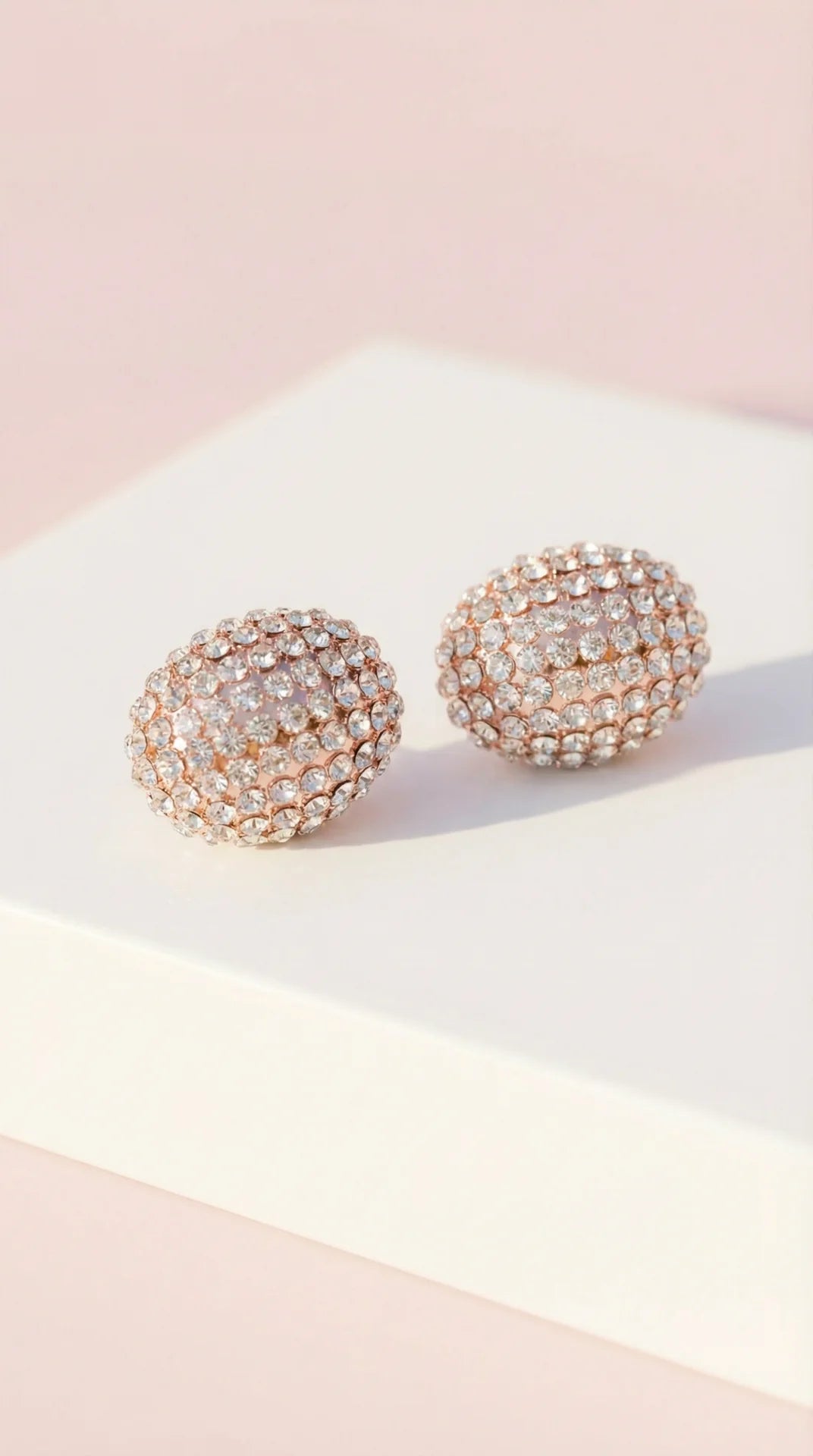 Oval Crystal Non Pierced Clip On Earrings
