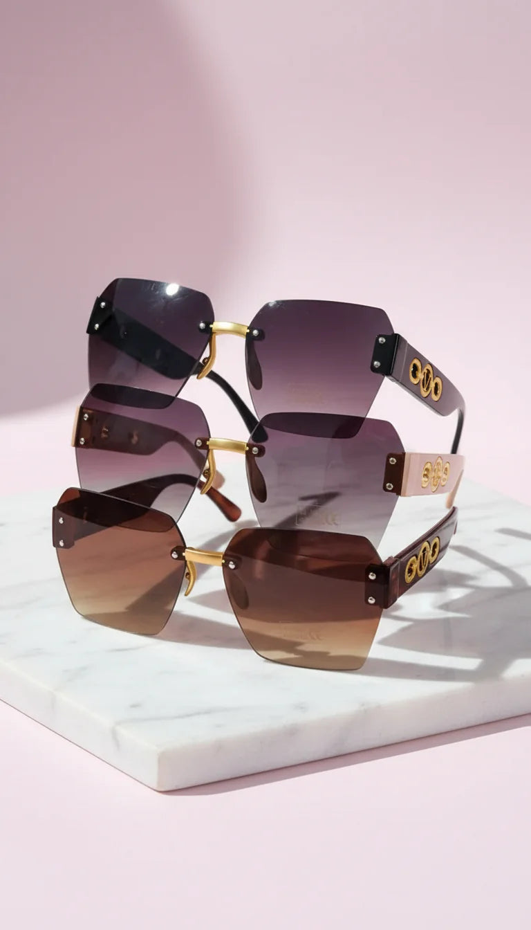 Gold V Acrylic Frame Sunglasses Box of 12