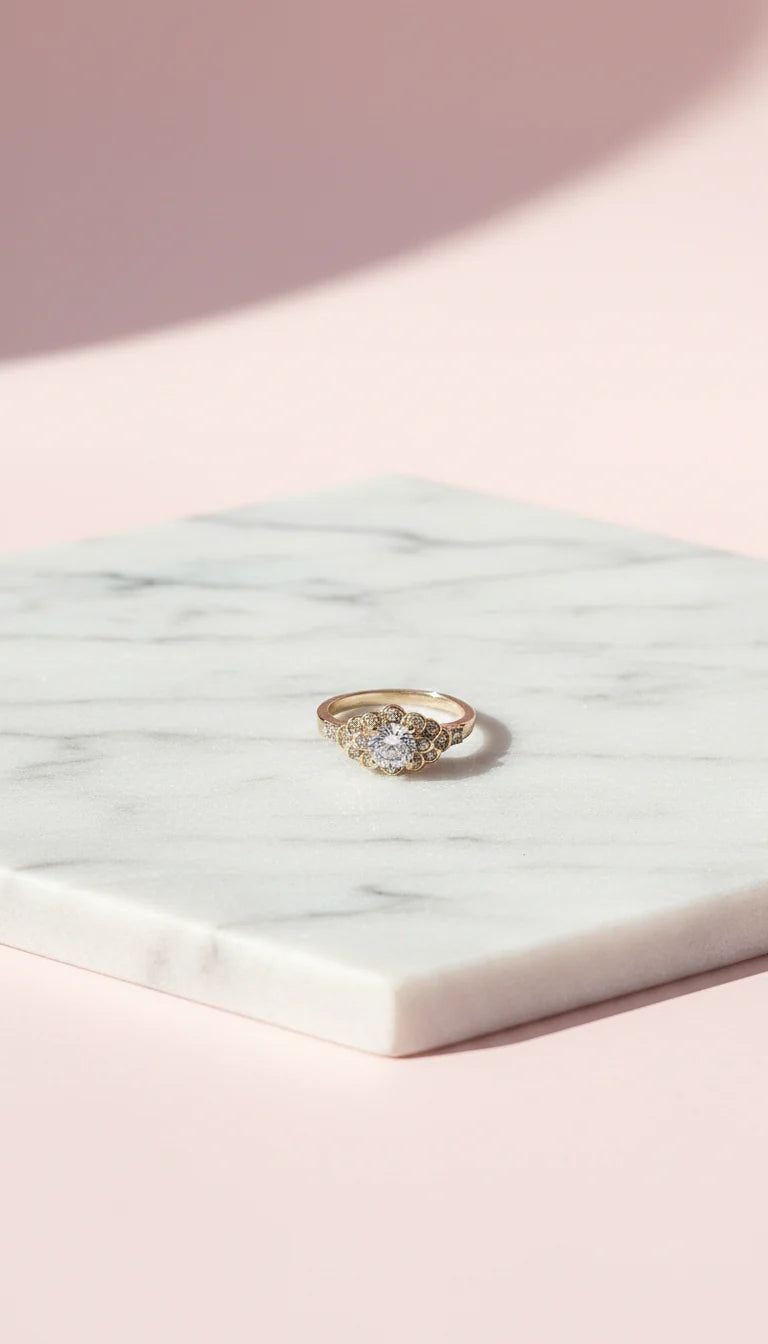 Mini Cluster Crystal Ring Gold Gold Box set of 12