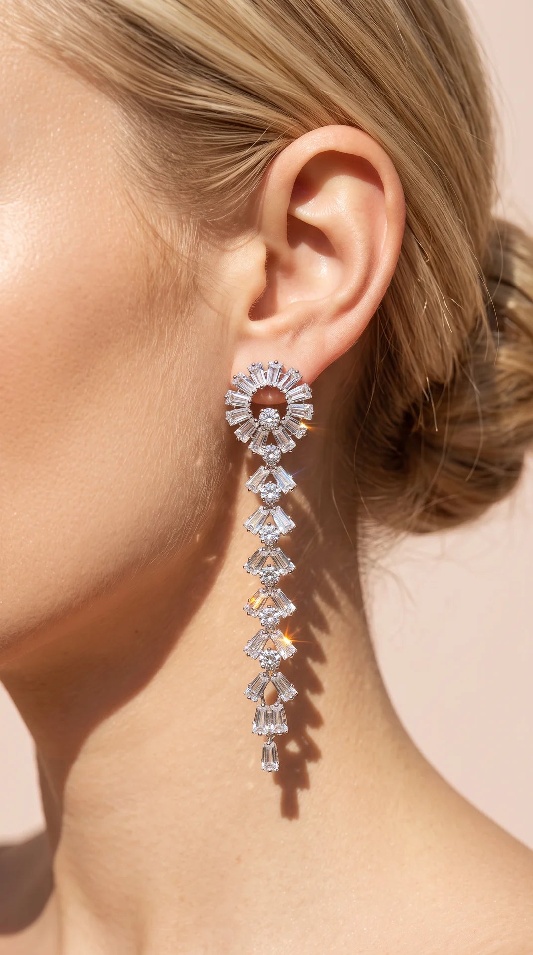 Baguette Cut Crystal Drop & Dangle Statement Earrings