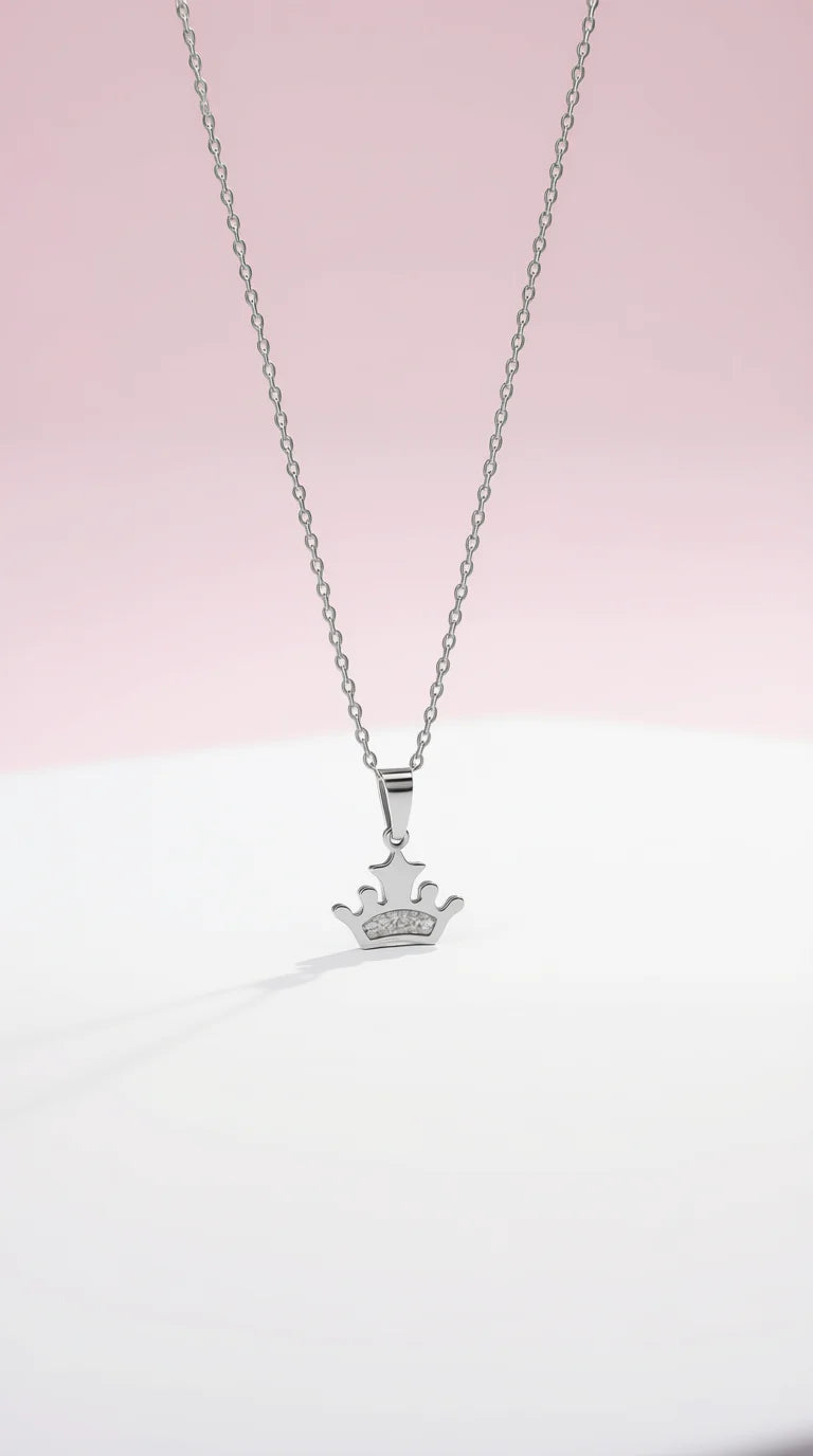 Pavé Crystal Crown Pendant Necklace