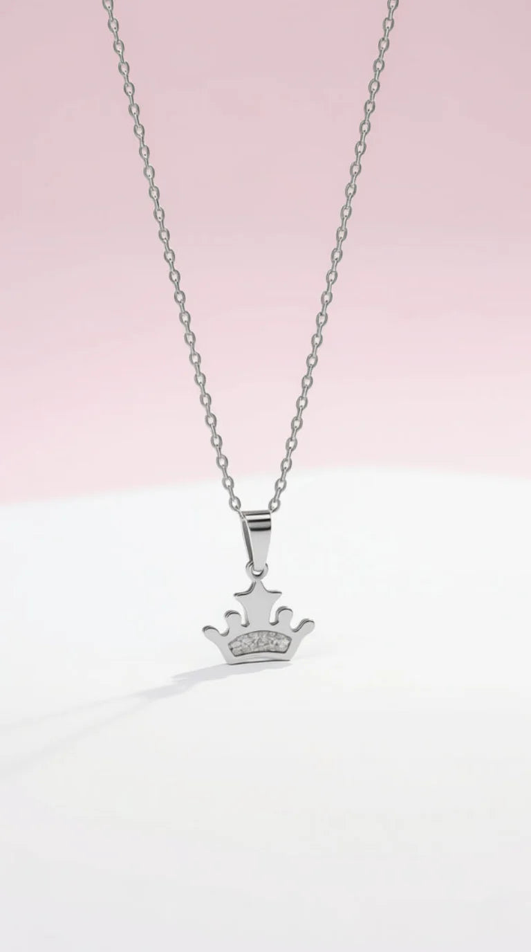 Pavé Crystal Crown Gold Plated Pendant Necklace