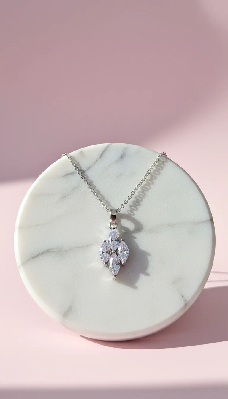 Cubic Zirconia Cluster Crystal Necklace Pendant