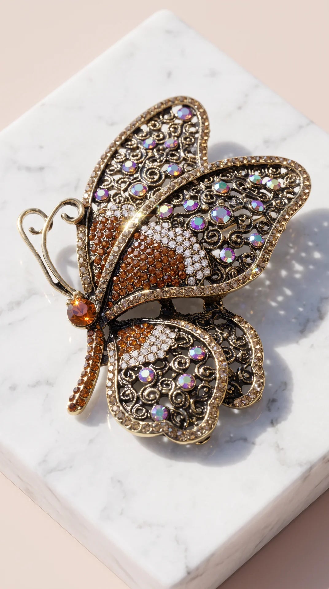 Oversized Butterfly Crystal Brooch Pin