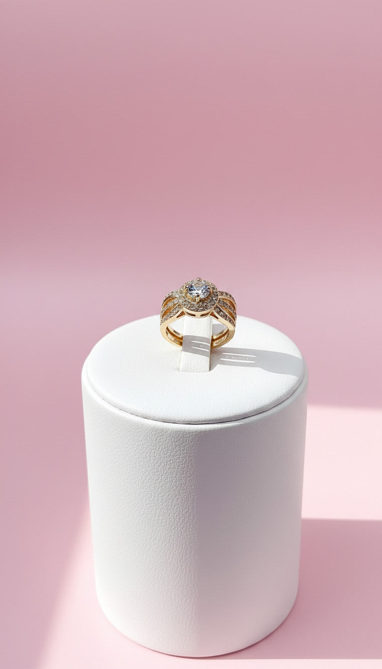 Gold Cut Out Crystal Ring Box set of 12