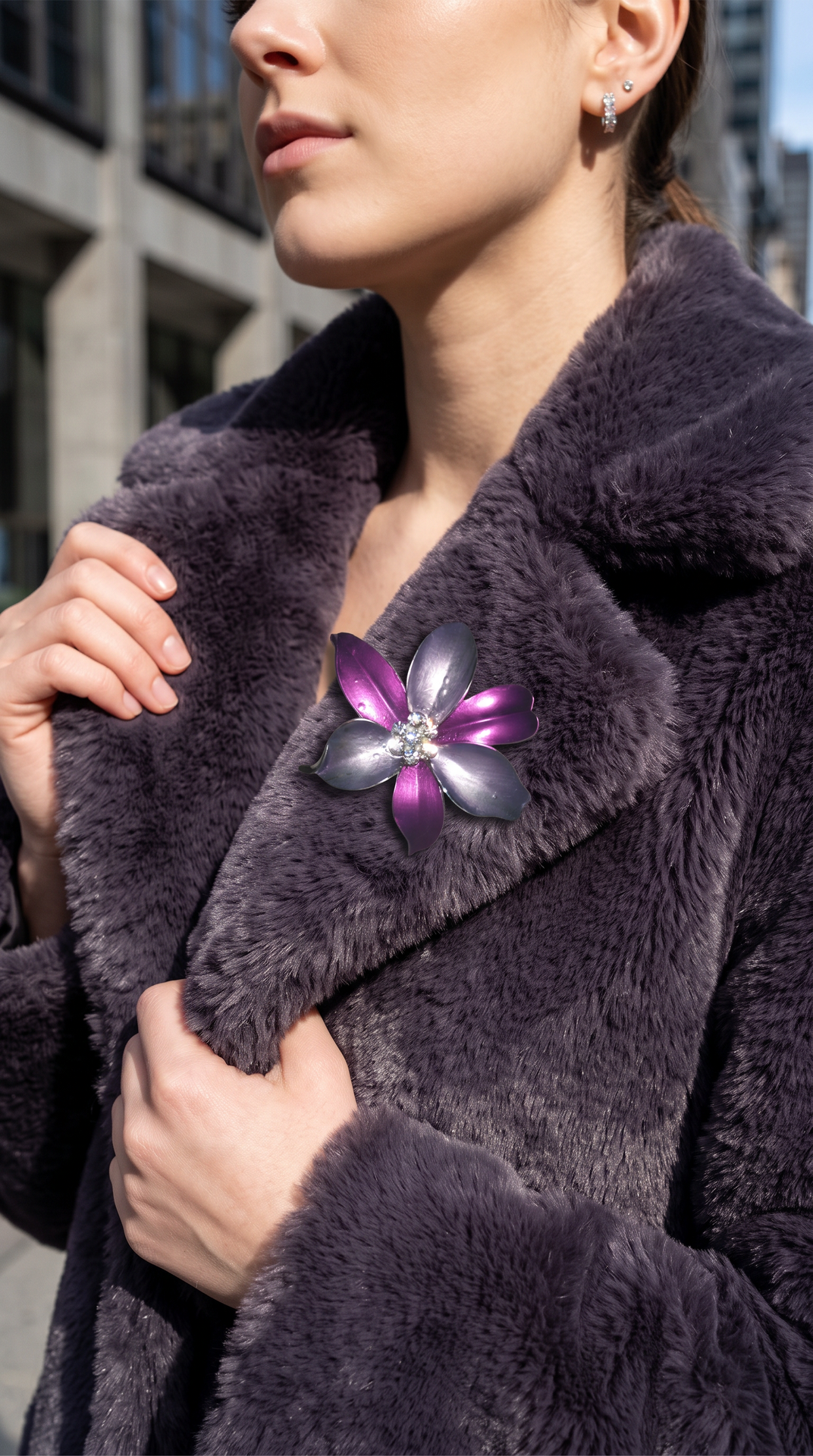 Flower Crystal Brooch Pin