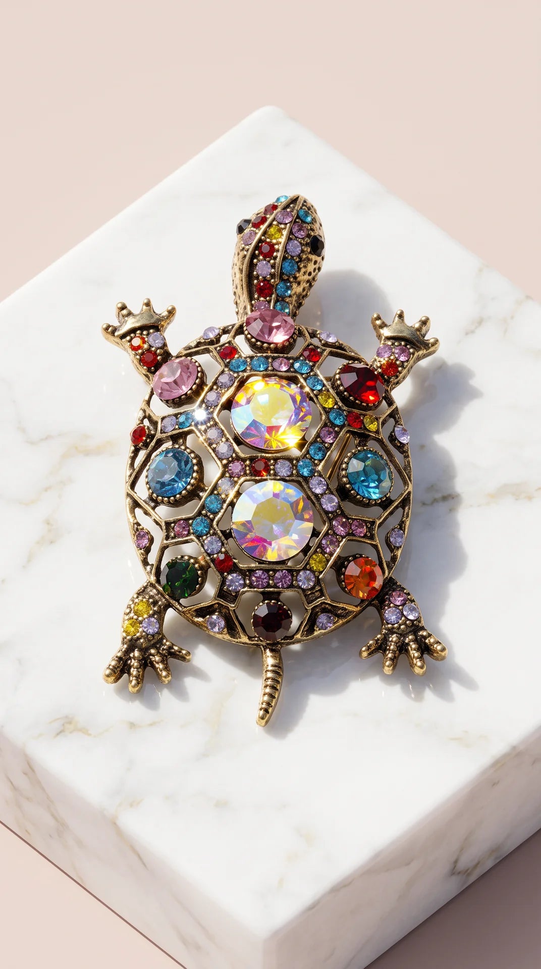 Turtle Crystal Brooch Pin