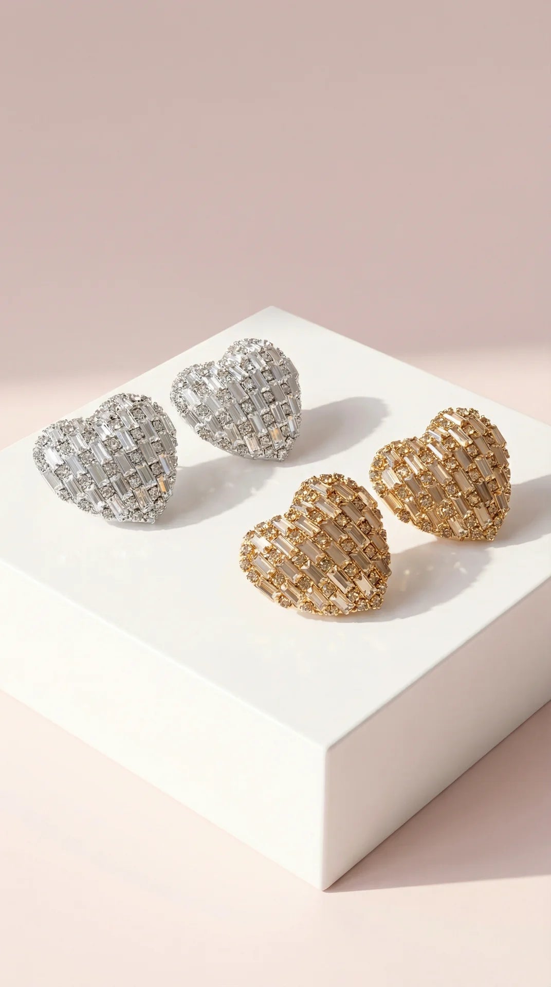 Elixir Collection Mini Curved Heart Crystal Stud Earrings