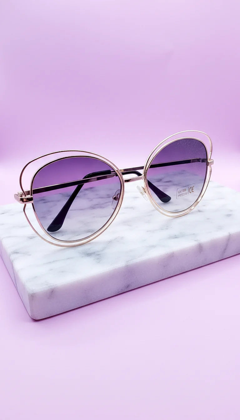 Round Frame Rimless Pastel Sunglasses Box of 20