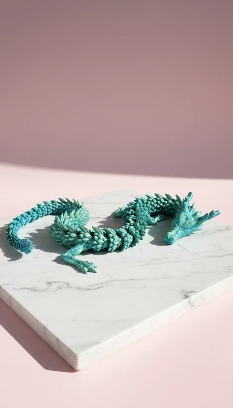 3D Printed Articulated Fantasy Dragon Figurine: Bioplastic Large