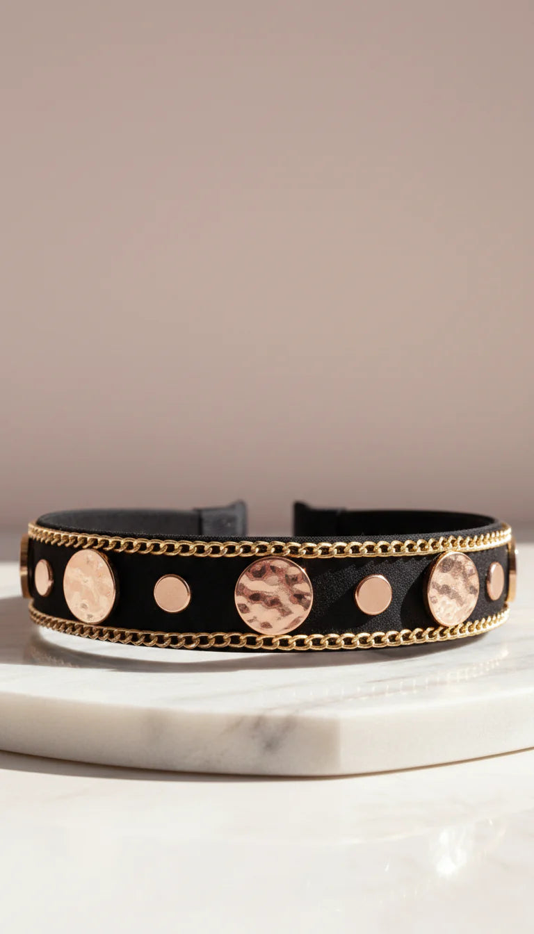 Women’s Black & Gold Satin Statement Headband & Hair Band