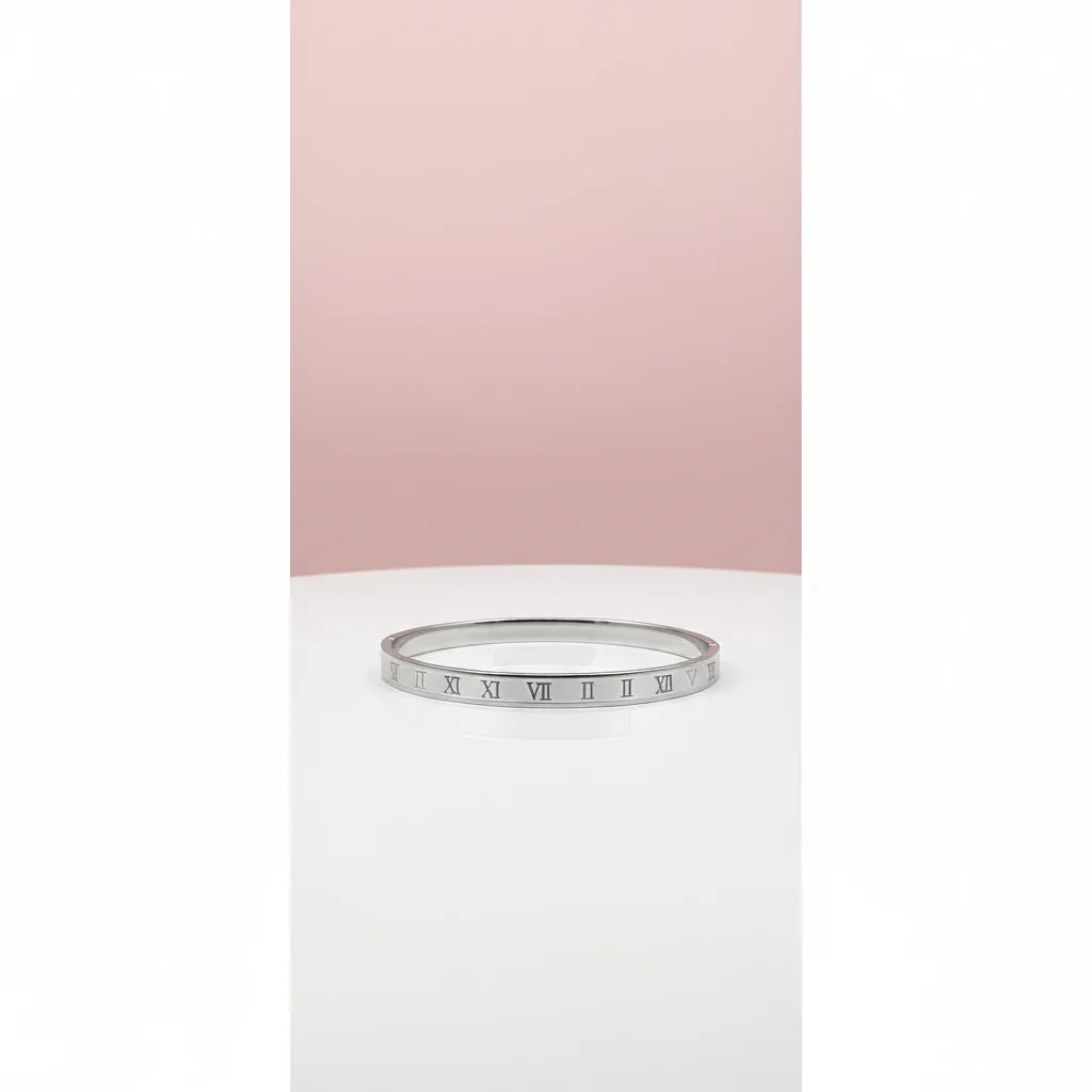 Roman Numeral Stainless Steel Stacking Bangle