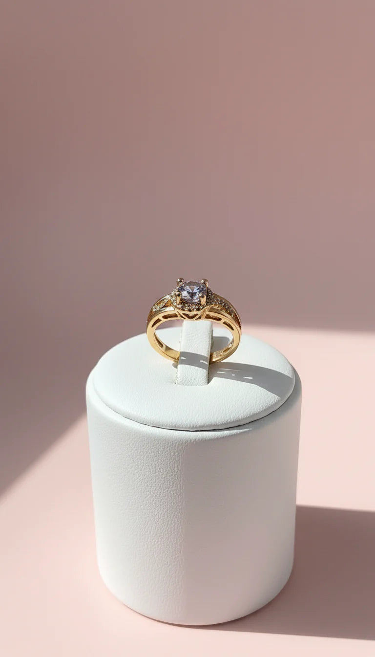 Gold Curved Crystal Ring Gold Box set of 12