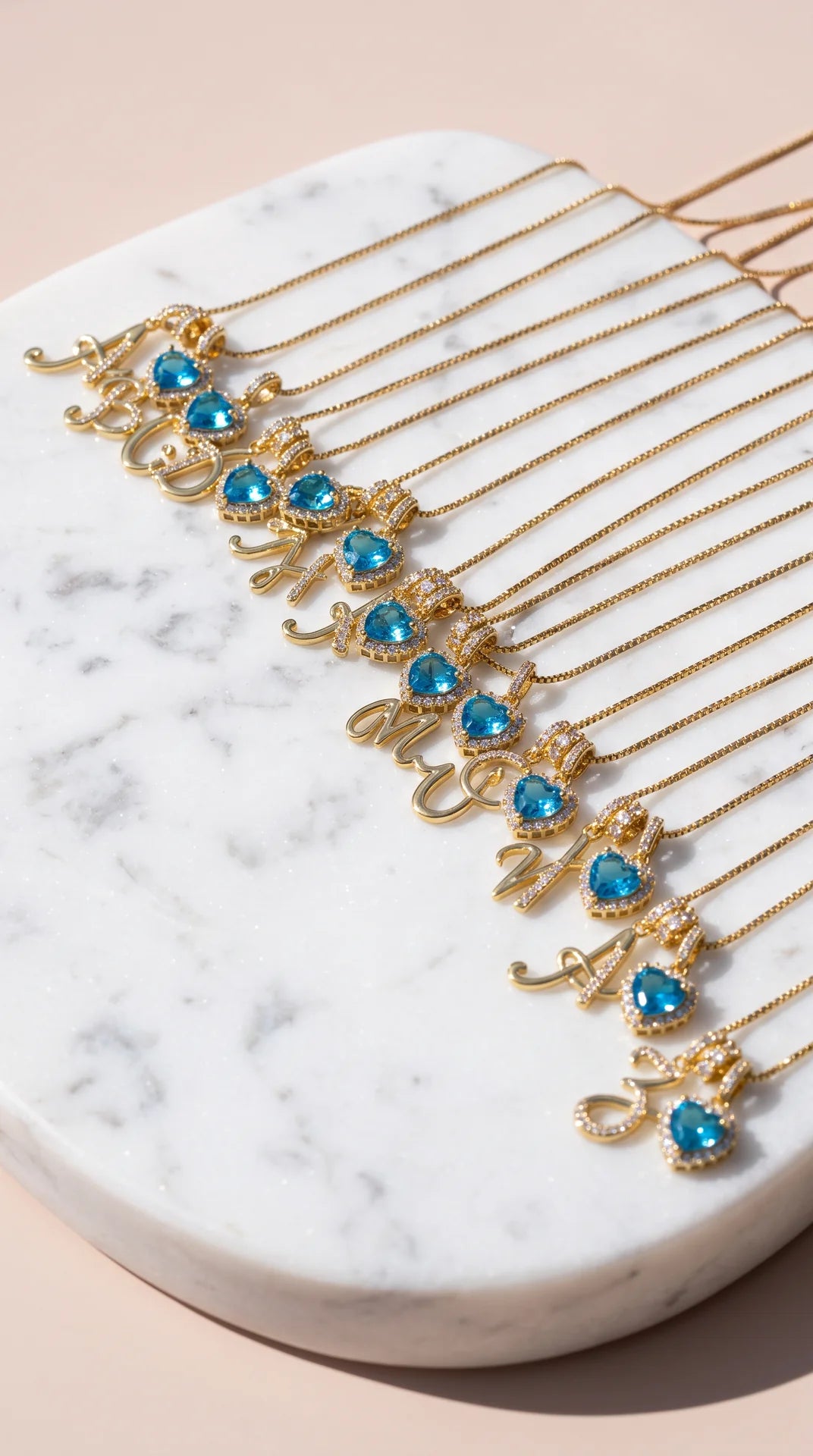 Blue Stone Initial Necklace