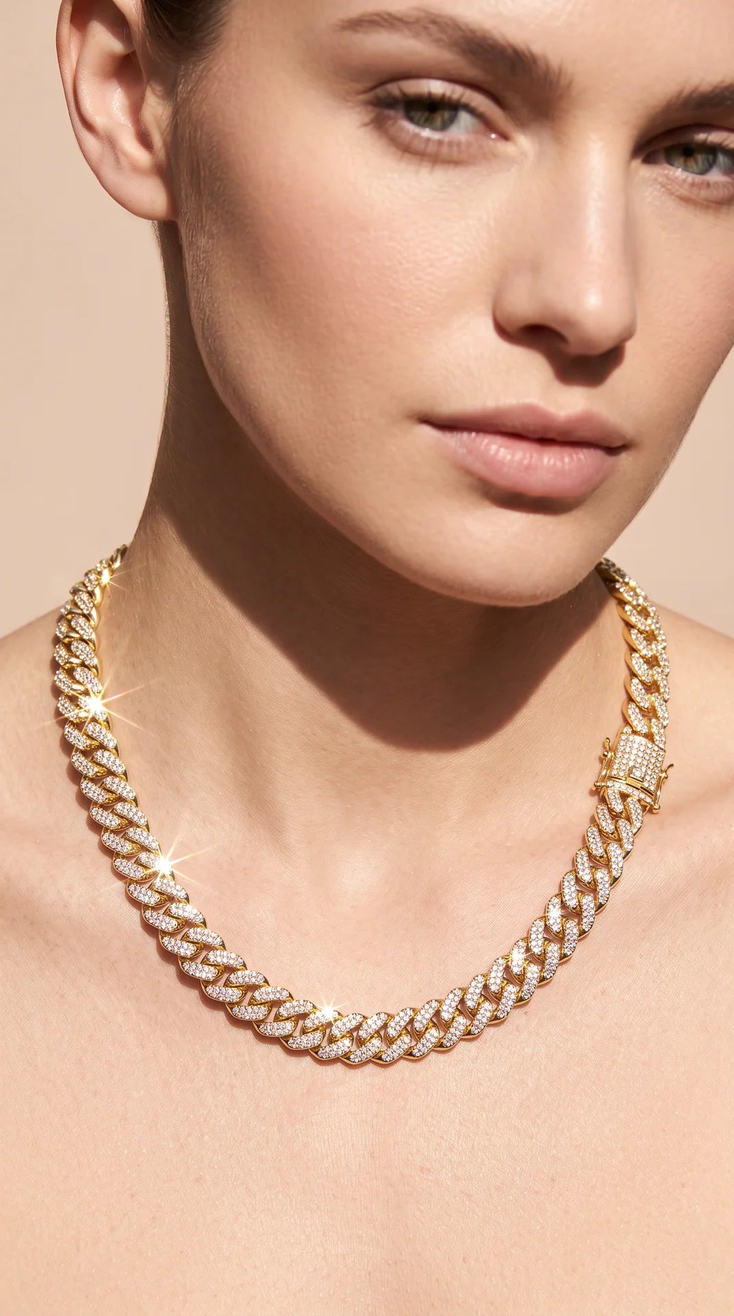 Iced Pavé Curb Chain Crystal Necklace