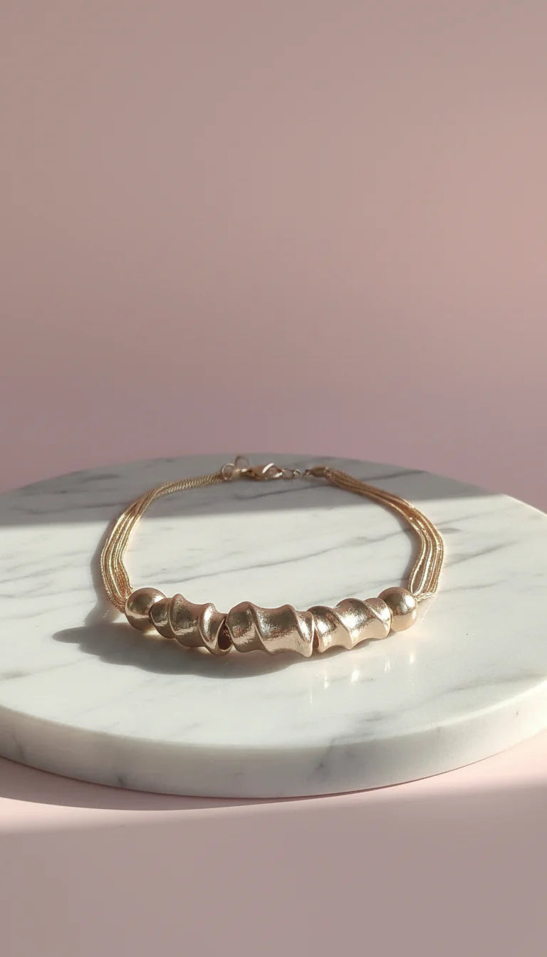 Abstract Twisted Multi Chain Necklace