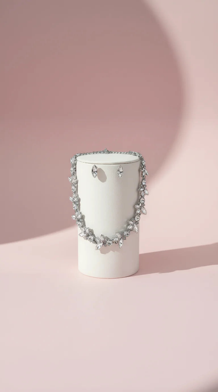 Cluster Crystal Necklace & Earrings Set