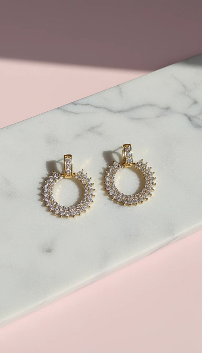 Circular Crystal Drop & Dangle Earrings