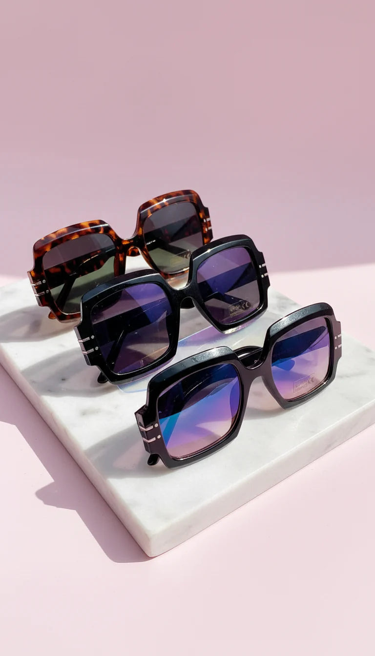 Oversized Square Frame Acrylic Sunglasses Box of 20