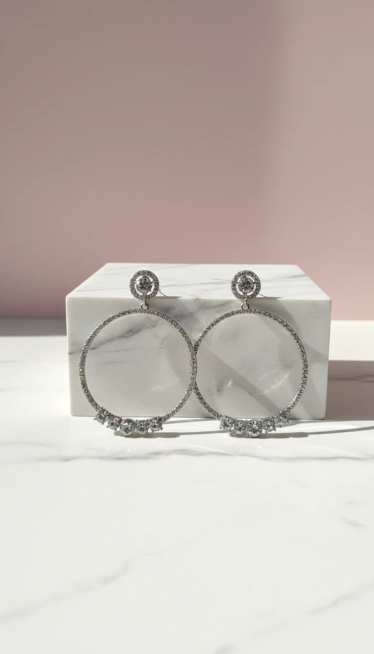 Round Crystal Drop & Dangle Earrings