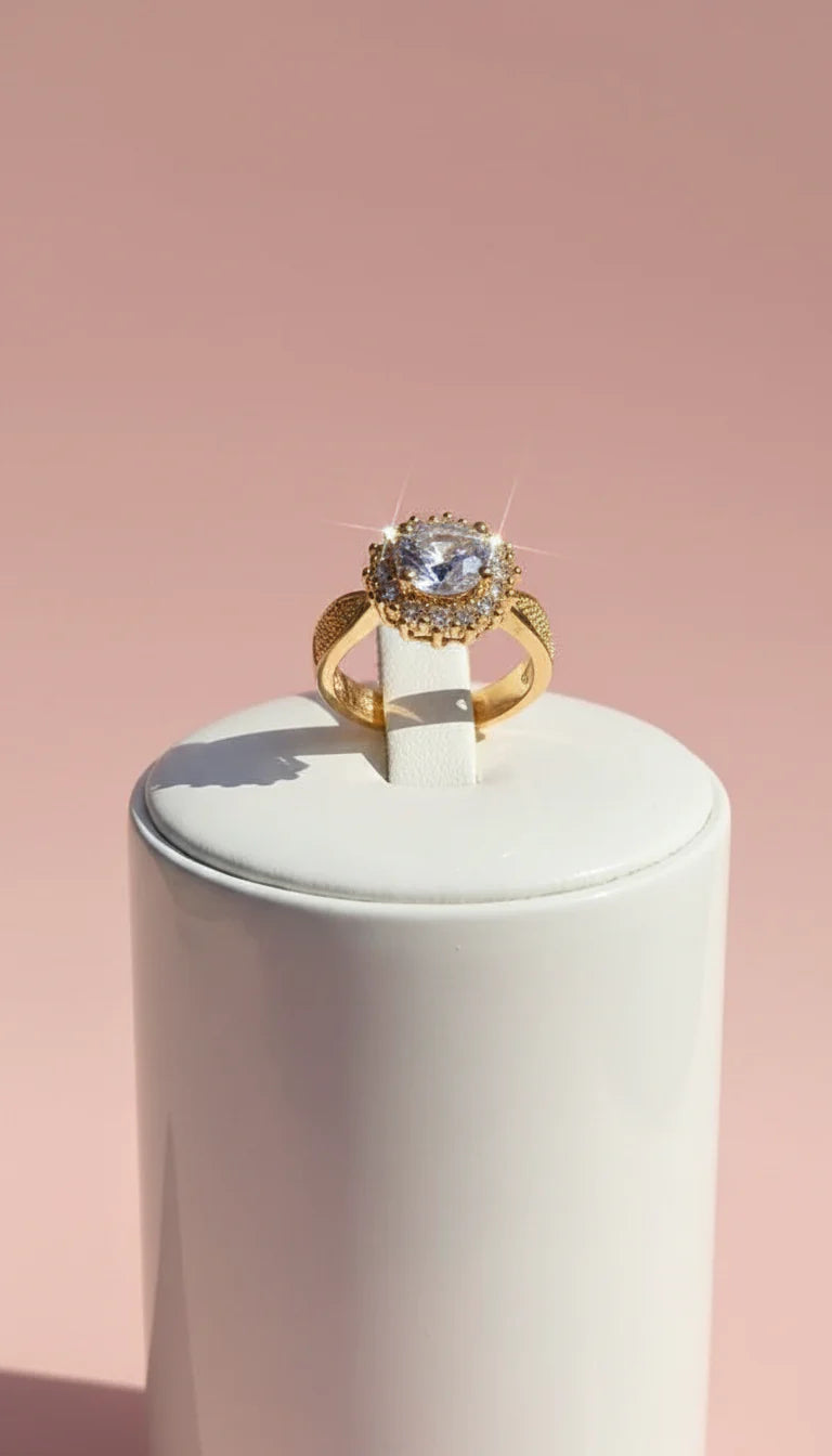 Cluster Crystal Ring Gold Box set of 12