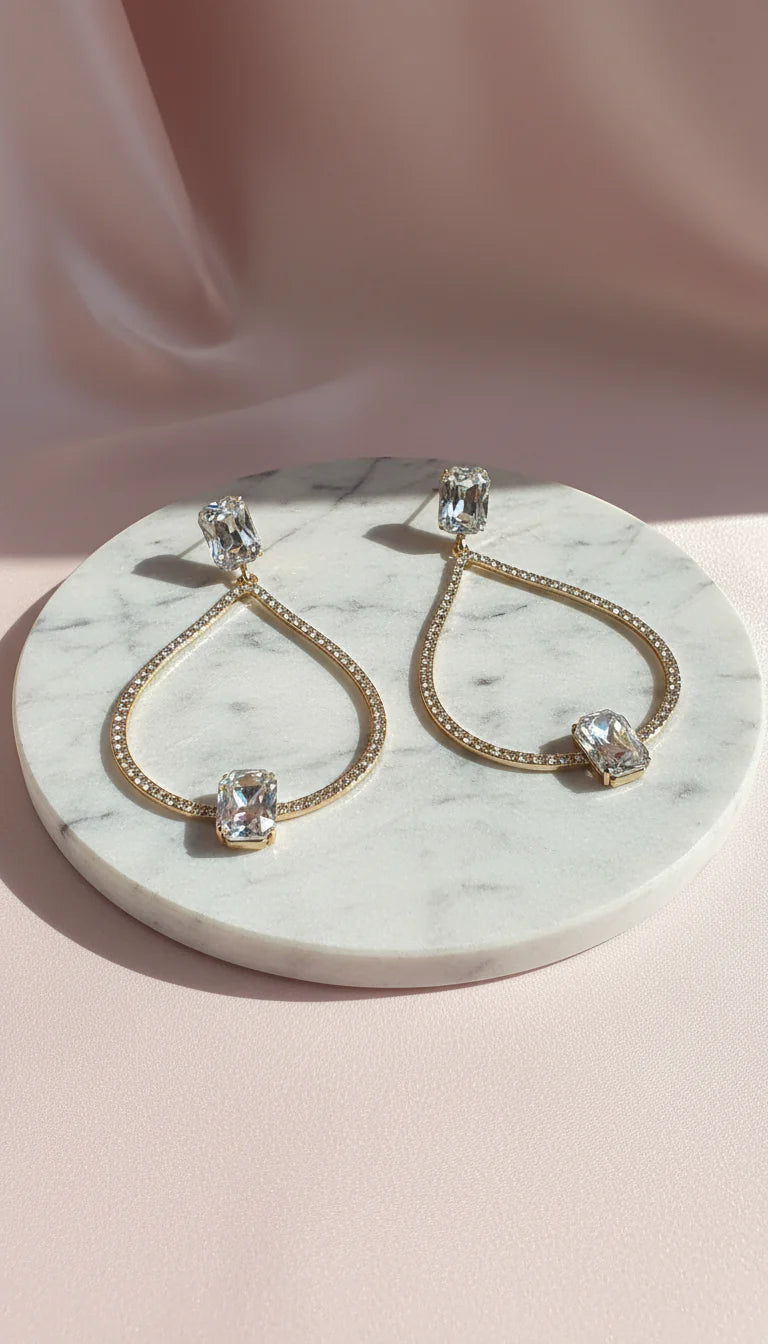 Oval Crystal Loop Drop & Dangle Earrings