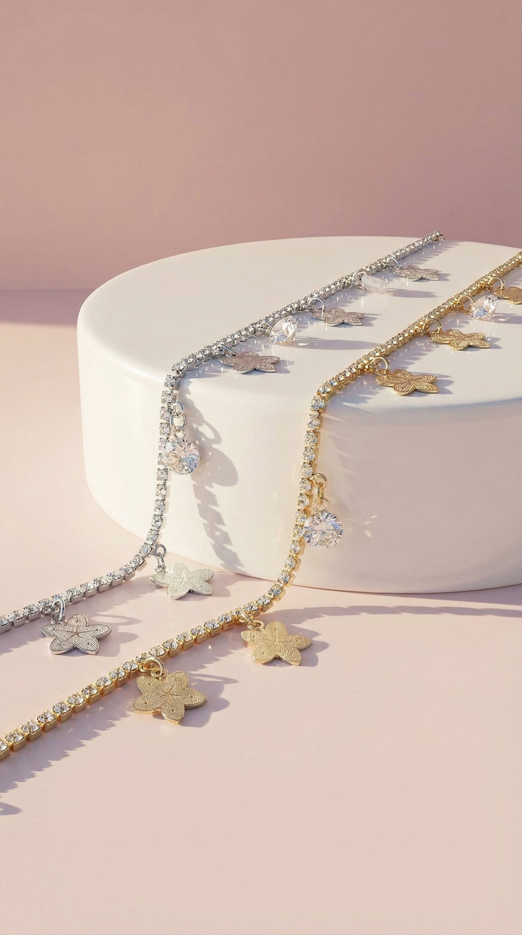 Flower Crystal Charm Anklet