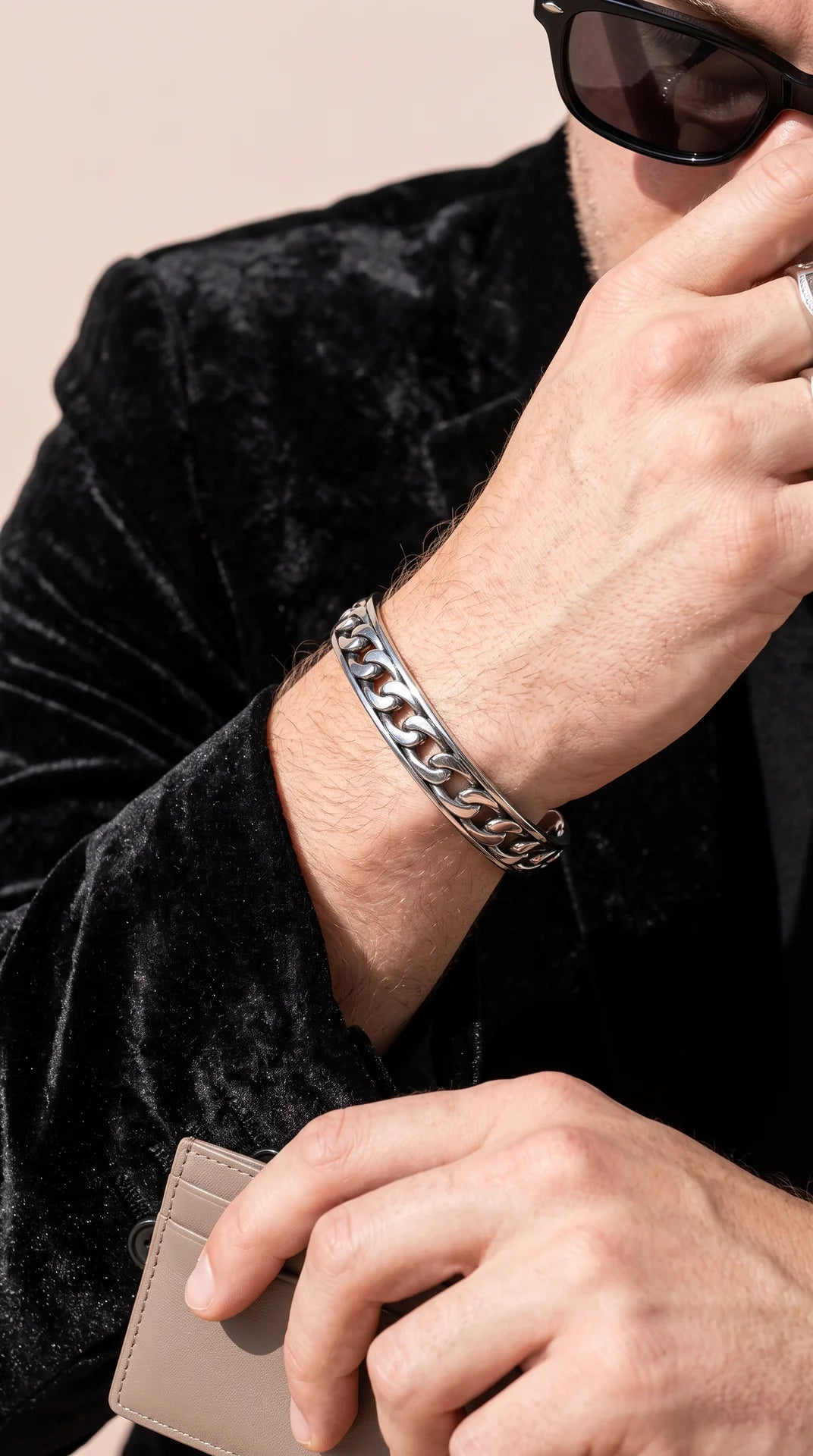 Classic Unisex Chain Cuff Bracelet – Gold & Silver