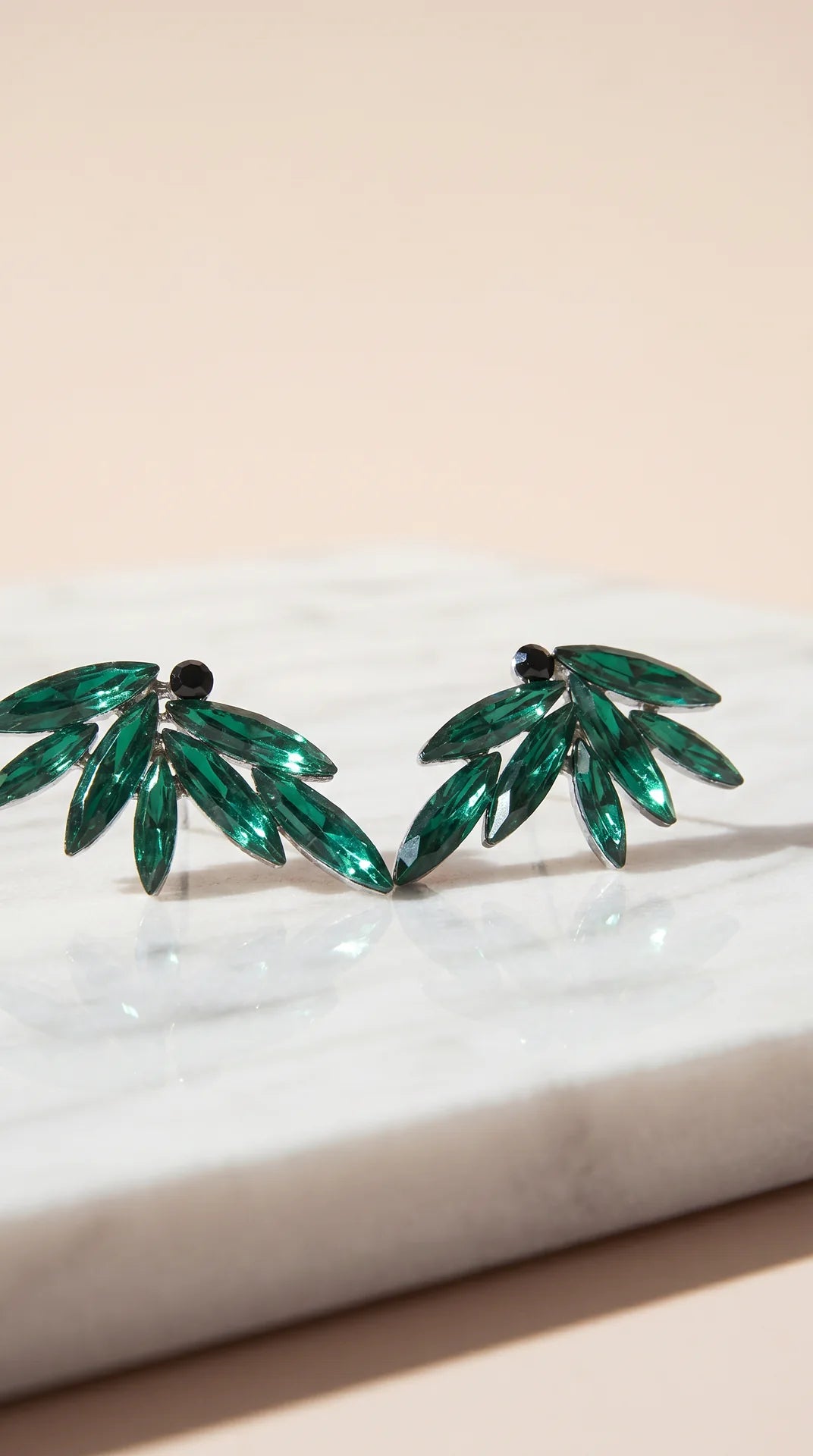 Feathered Crystal Stud Earrings