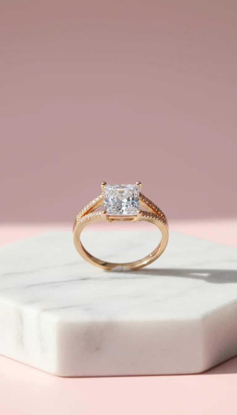 Square Cut Crystal Ring Box set of 12