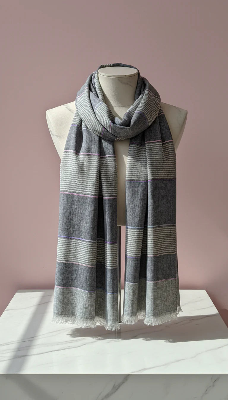 Lightweight Eco-Friendly Striped Glitter Scarf, Soft Breathable Shawl Wrap Sustainable Wood Pulp Biodegradable Scarf Pack of 12