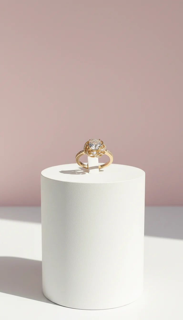 Swirl Crystal Ring Gold Box set of 12