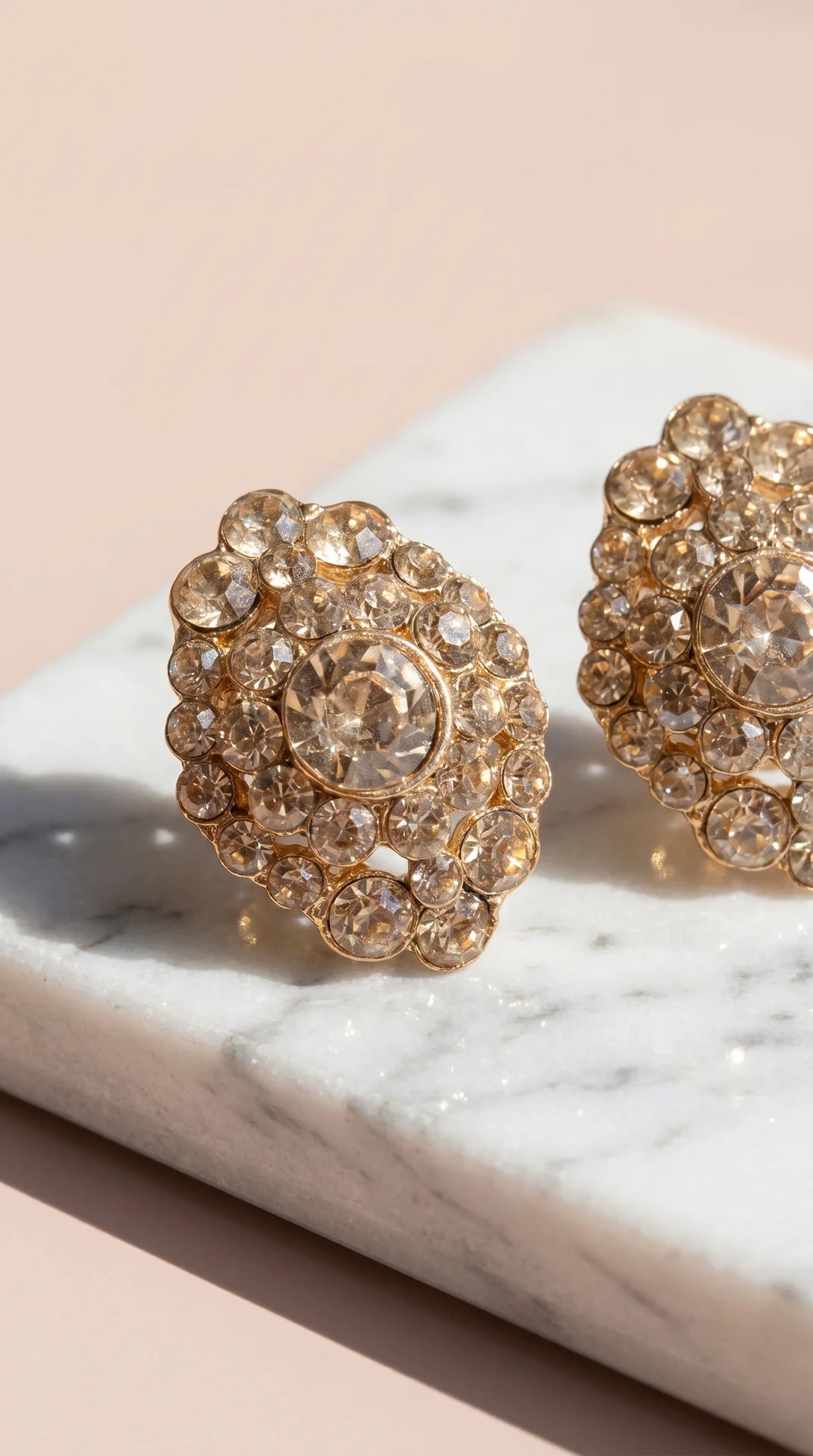 Round Crystal Cluster Stud Earrings