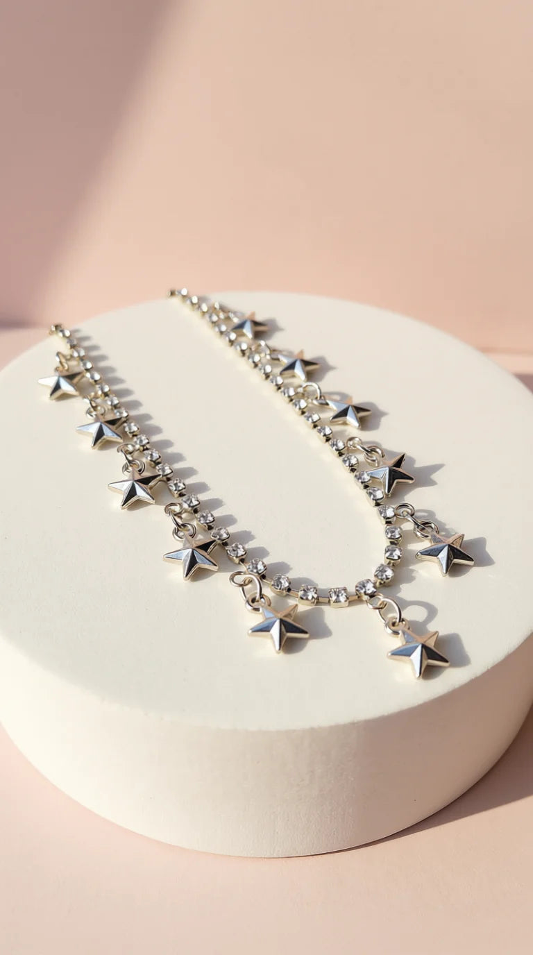 Crystal Star Charm Tennis Anklet