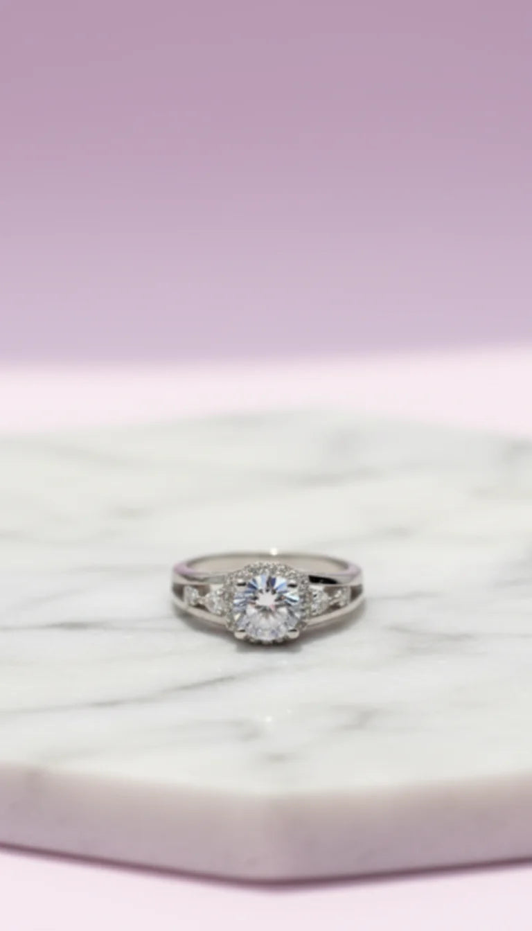 Curved Crystal Ring Silver Box set of 12