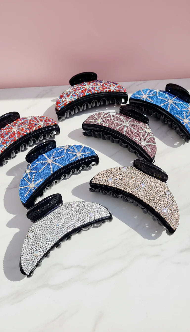 Star Crystal Hair Clamps Pack of 12