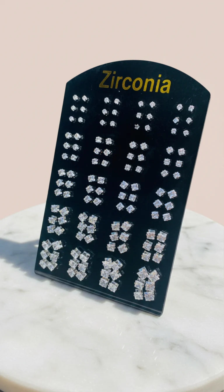 60 Pairs Cubic Zirconia Crystal Stud Earrings