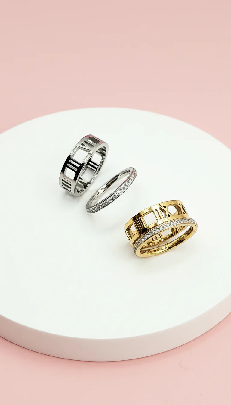 24 Pack Of Gold Plated Numeral Stacking Rings