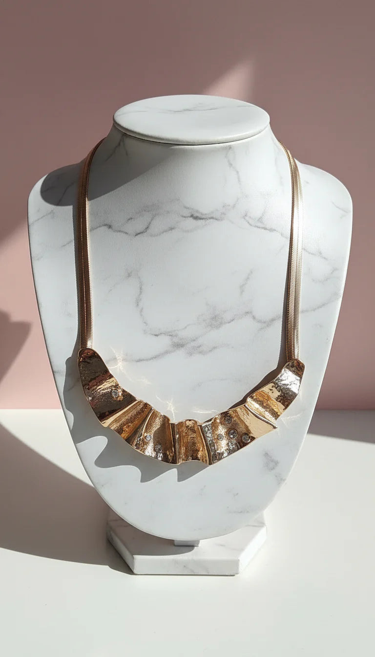 Rose Gold Abstract Jewelled Collar Necklace