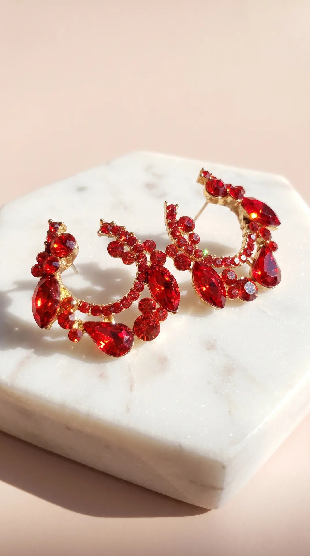 Curved Statement Crystal Stud Earrings