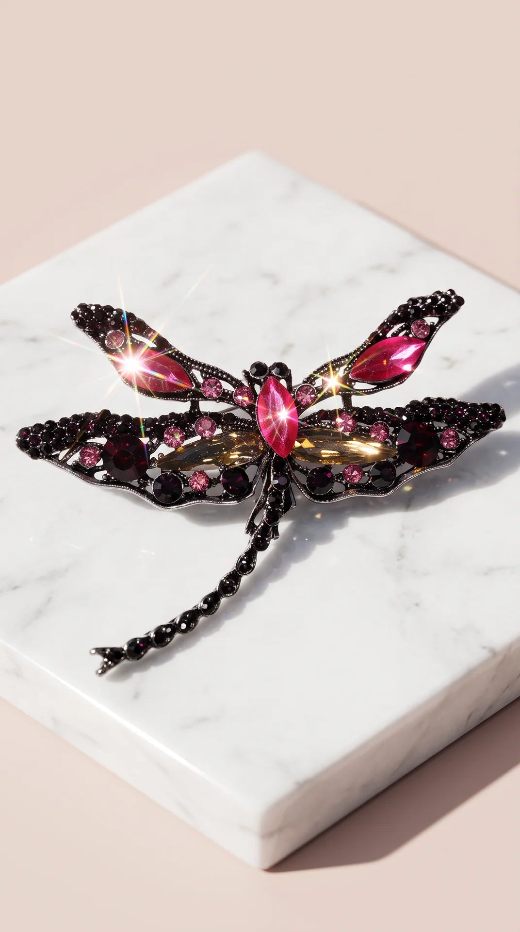 Elegant Dragonfly Rhinestone Brooch